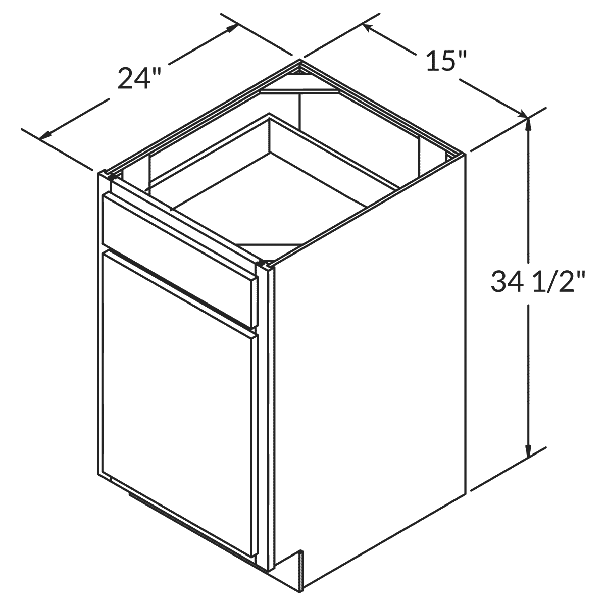 Wolf Dartmouth Brownstone Stain  Base 15"W Assembled Cabinet Wireframe