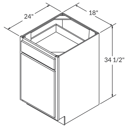 Base Kitchen Cabinet B18 Newport LessCare 18 in. width 34.5 in. height 24 in. depth