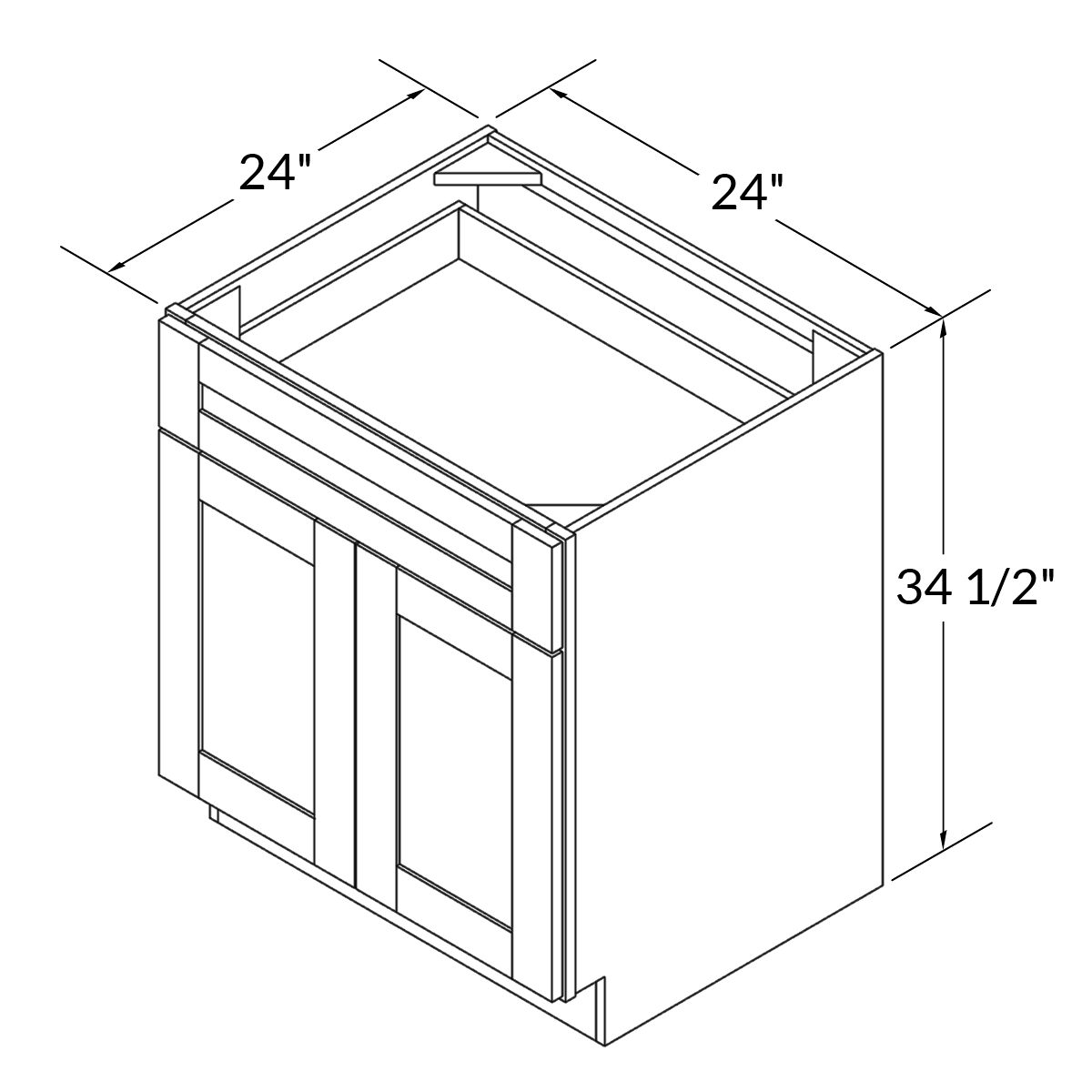 Base Kitchen Cabinet B24 Alpina White LessCare 24 in. width 34.5 in. height 24 in. depth