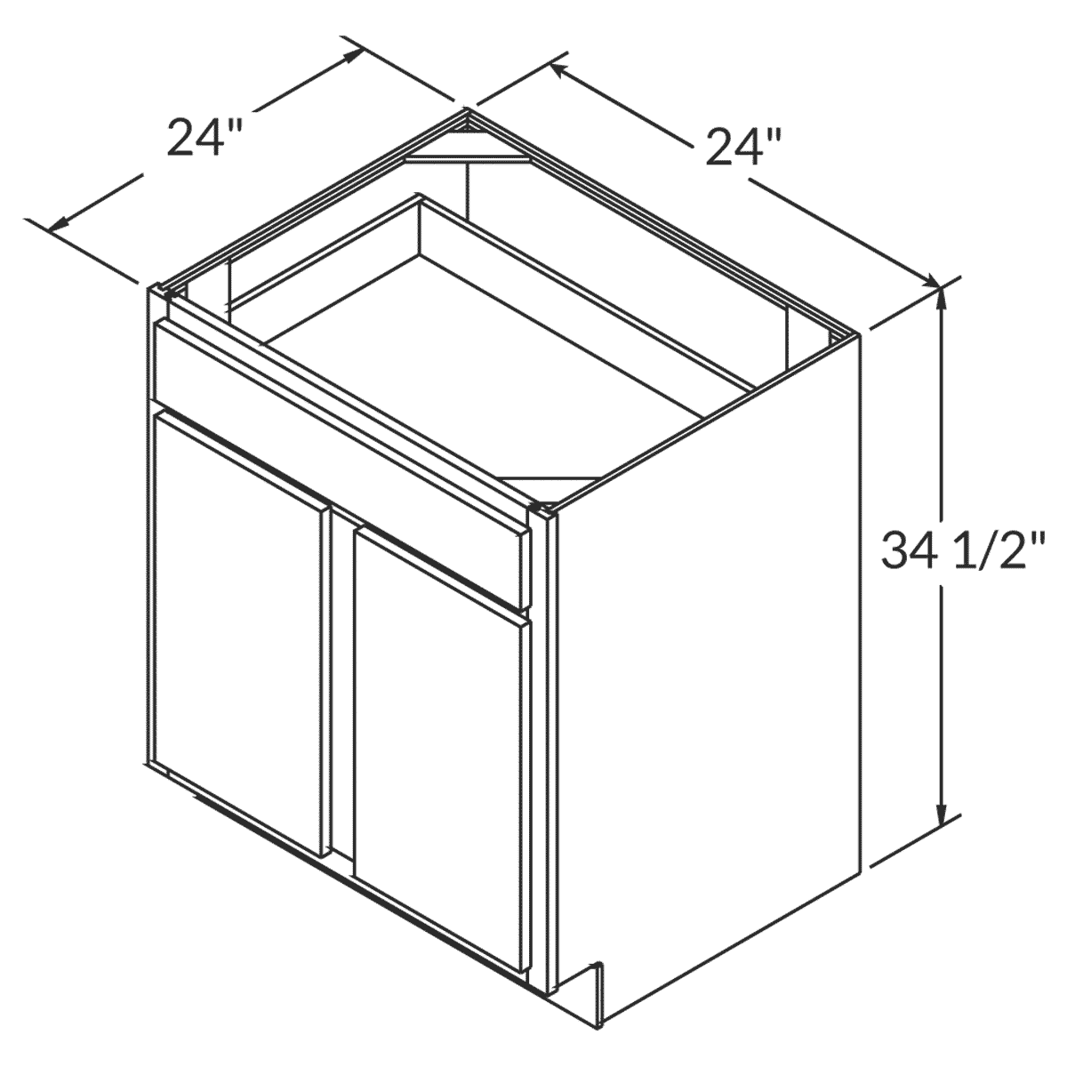 Cubitac Basic Oxford Latte Base 24"W Assembled Cabinet Wireframe