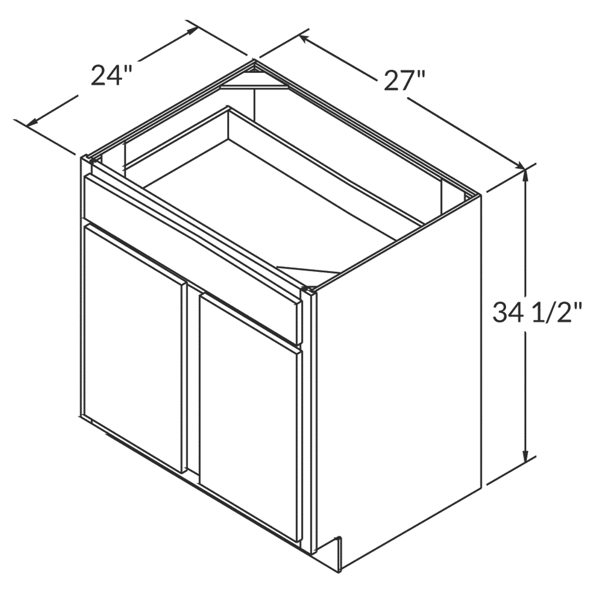 Cubitac Imperial Bergen Shale Base 27"W Assembled Cabinet Wireframe