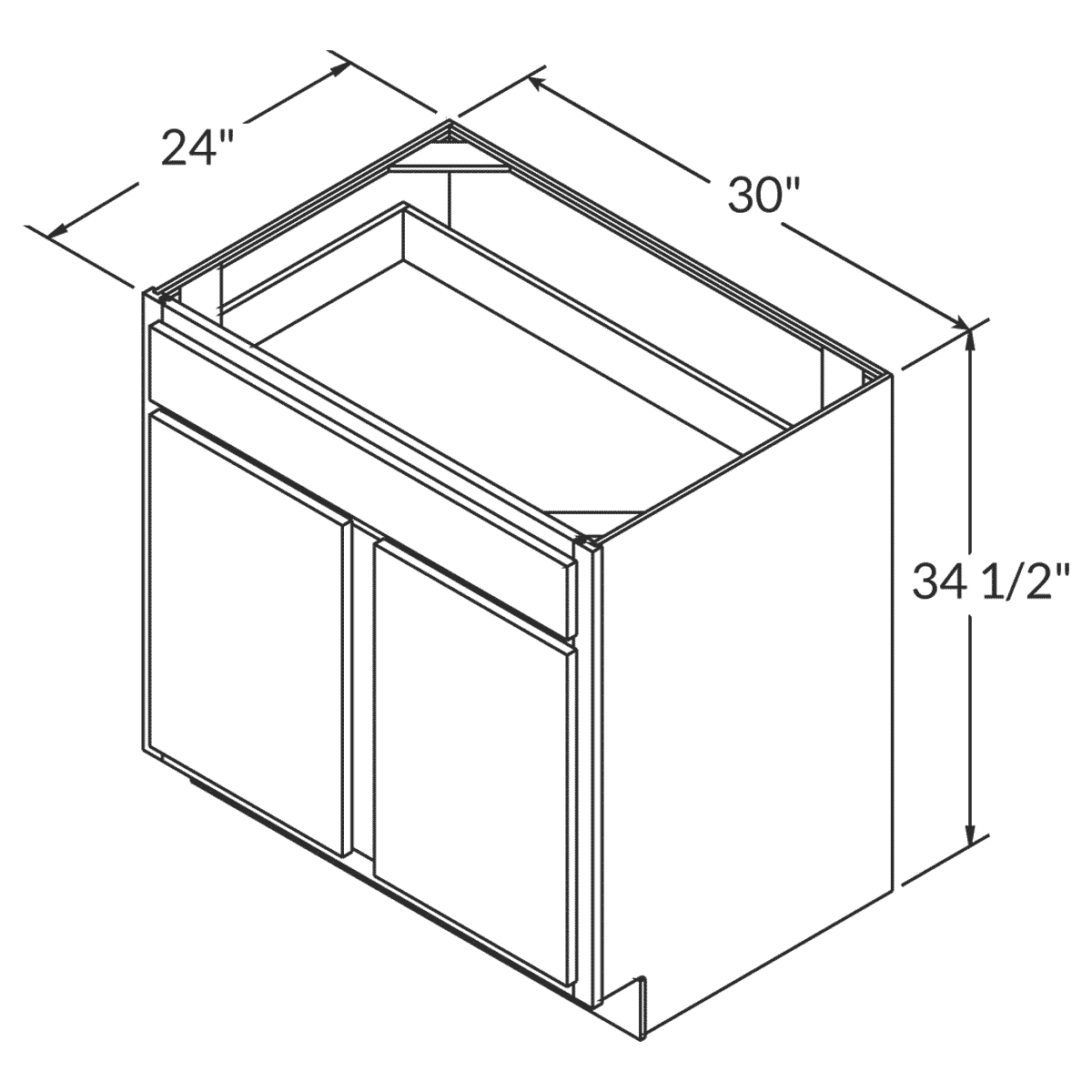 Cubitac Imperial Madison Latte Base 30"W Assembled Cabinet Wireframe