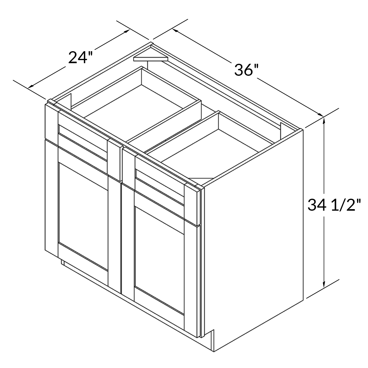 Base Kitchen Cabinet B36 Milan Pearl LessCare 36 in. width 34.5 in. height 24 in. depth