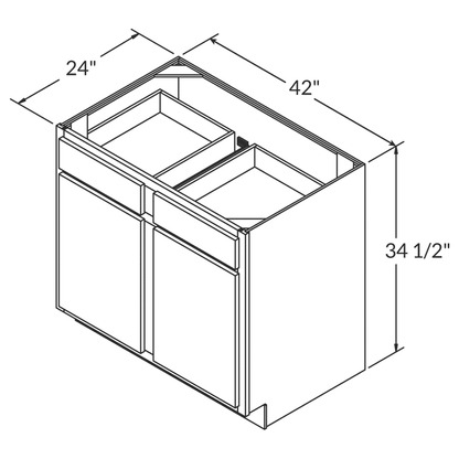 Base Kitchen Cabinet B42 Newport LessCare 42 in. width 34.5 in. height 24 in. depth