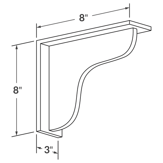 Countertop Support Molding BAR BRACKET Colonial Gray LessCare 3 in. width 8 in. height 8 in. depth