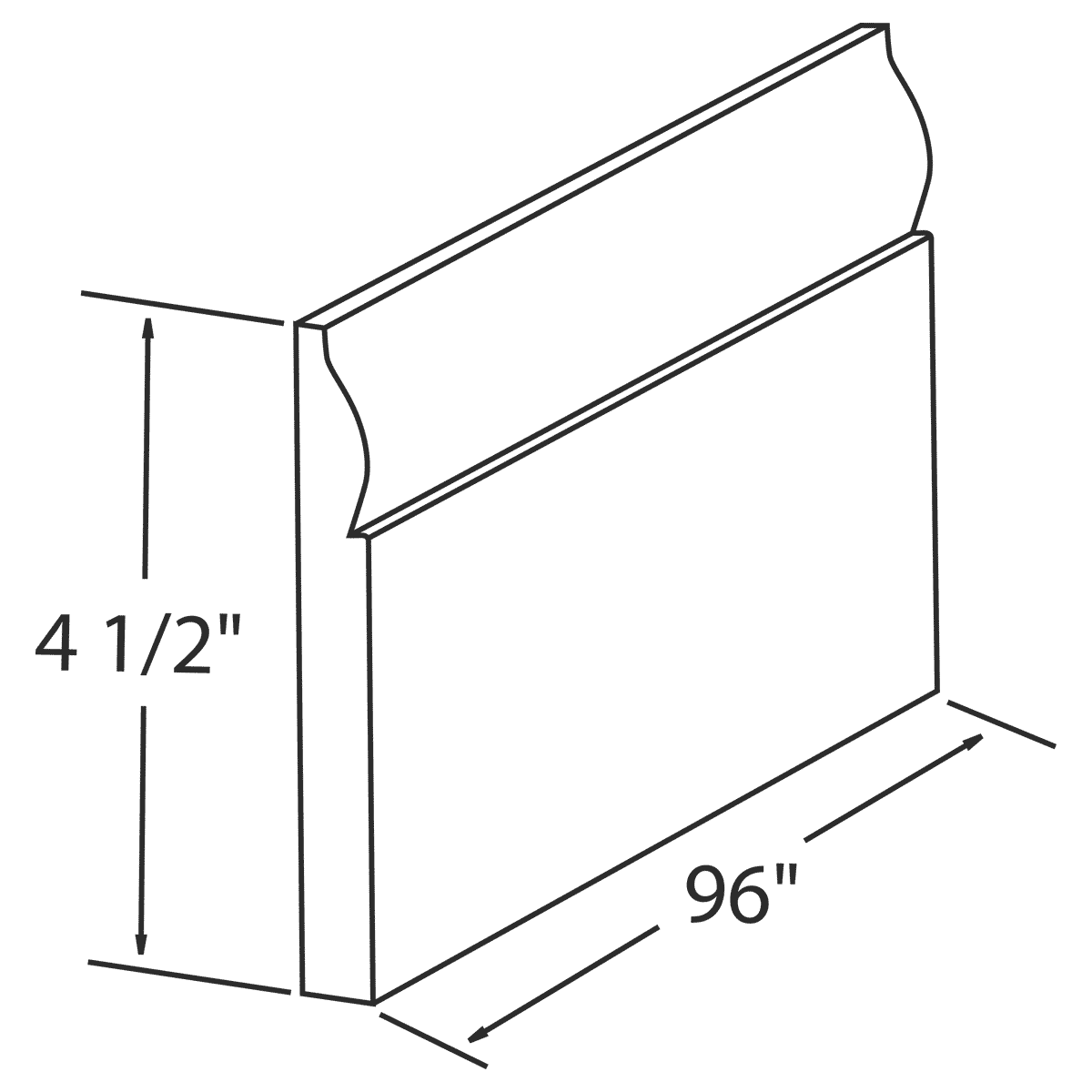 Cubitac Imperial Sofia Caramel 96" Length Base Board Molding Wireframe