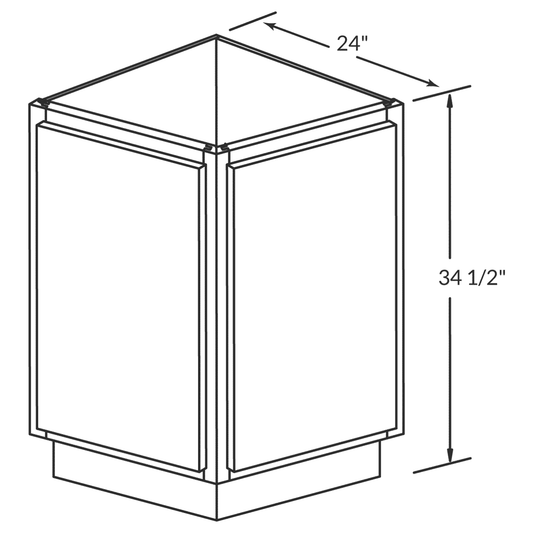 Base End Kitchen Cabinet BECF24 Newport LessCare 24 in. width 34.5 in. height 24 in. depth