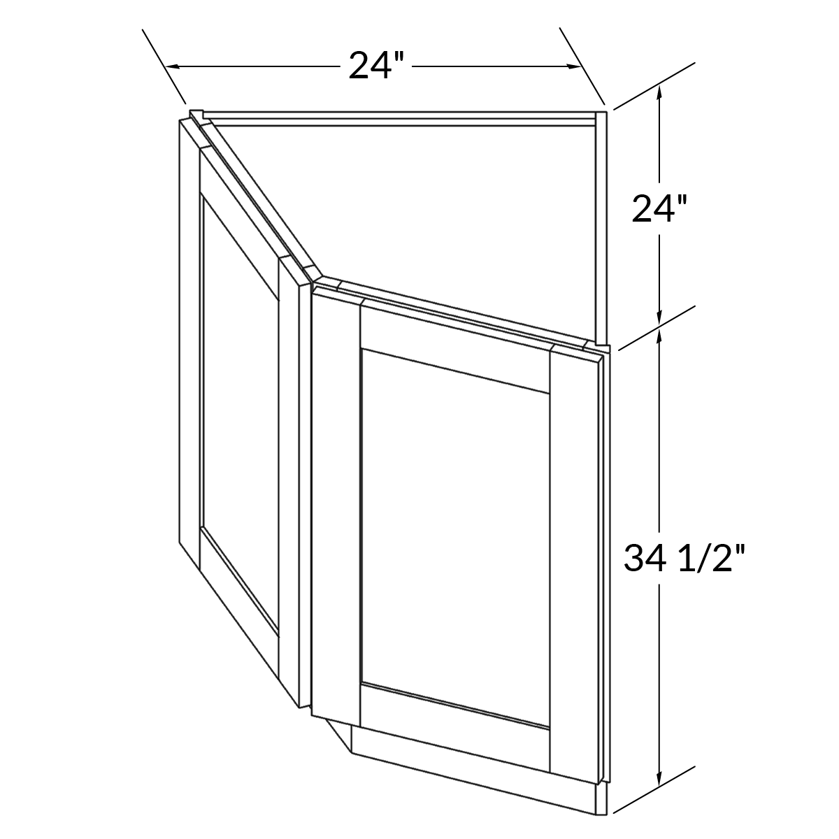 Base End Kitchen Cabinet BECF24 Milan Pearl LessCare 24 in. width 34.5 in. height 24 in. depth