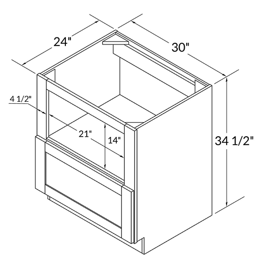 30"W x 34 1/2"H x 24"D Base microwave cabinet with one drawer - Shaker Toffee