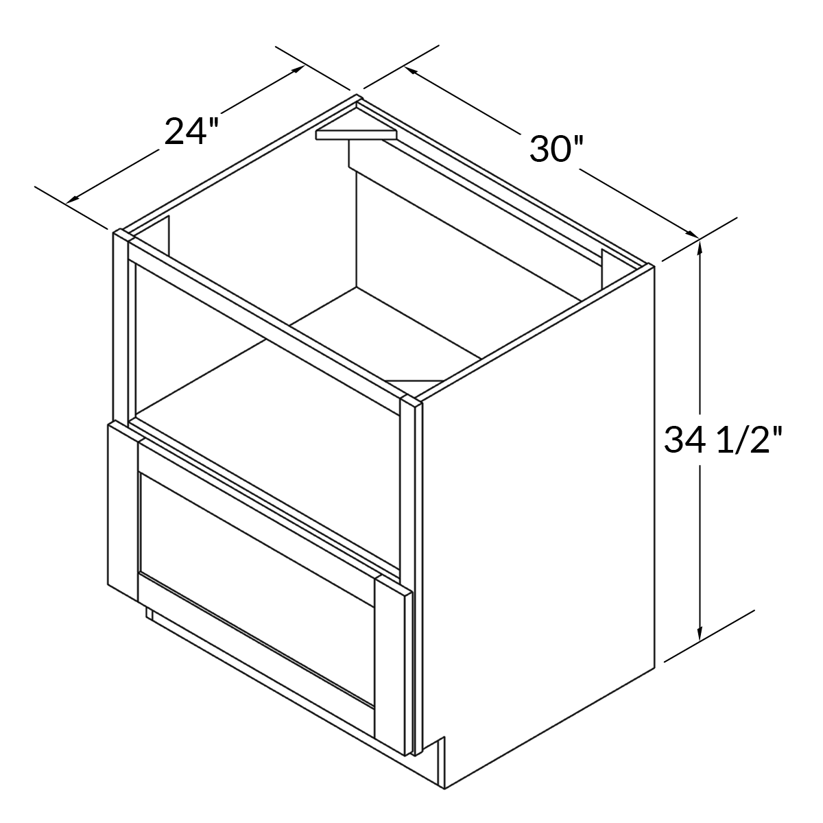 30"W x 34 1/2"H x 24"D Base Microwave cabinet - Milan Slate