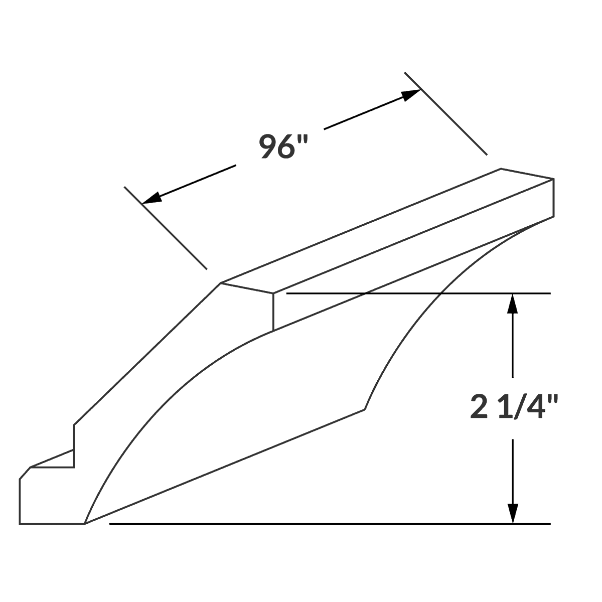 Cubitac Imperial Madison Midnight 96" Length Crown Molding Wireframe