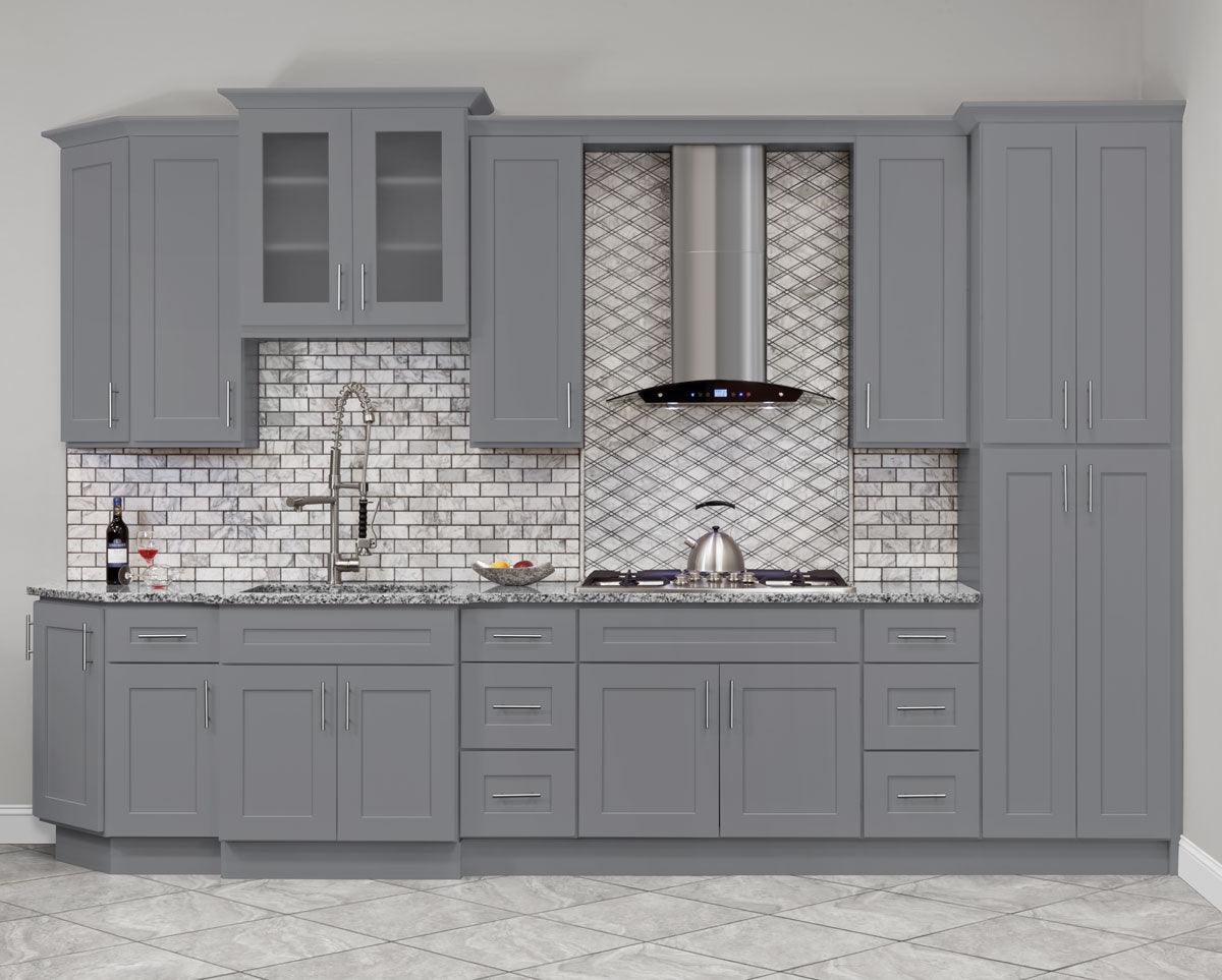 Mullion Diagonal Corner Wall Kitchen Cabinet DCMD2436 Colonial Gray LessCare 24 in. width 36 in. height 12 in. depth