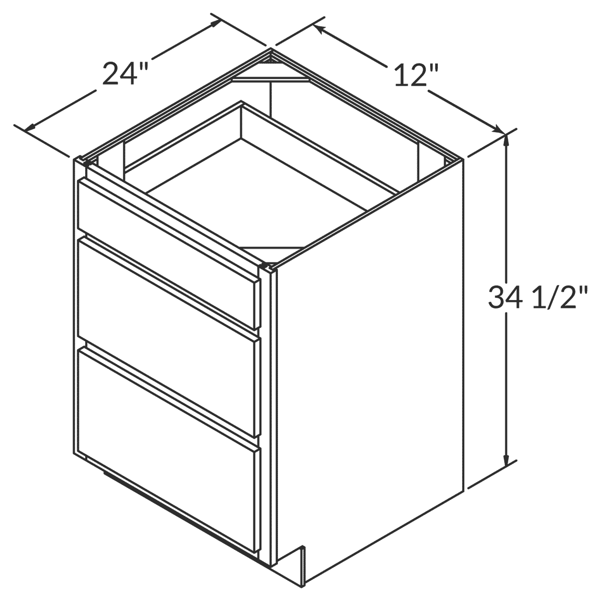 Cubitac Imperial Bergen Shale Drawer Base 12"W Assembled Cabinet Wireframe