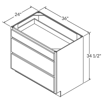 Cubitac Imperial Bergen Latte Drawer Base 36"W Assembled Cabinet Wireframe