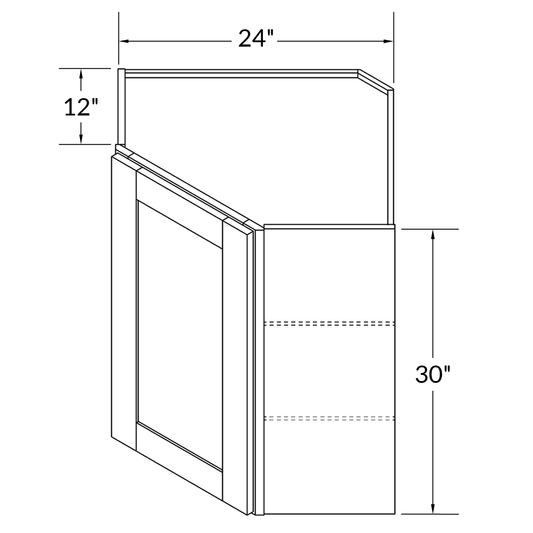 Diagonal Corner Kitchen Cabinet DC2430 Milan Slate LessCare 24 in. width 30 in. height 12 in. depth