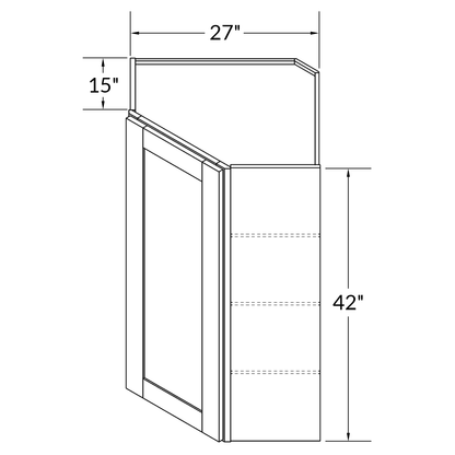 Diagonal Corner Kitchen Cabinet DC2742 Milan Slate LessCare 27 in. width 42 in. height 15 in. depth