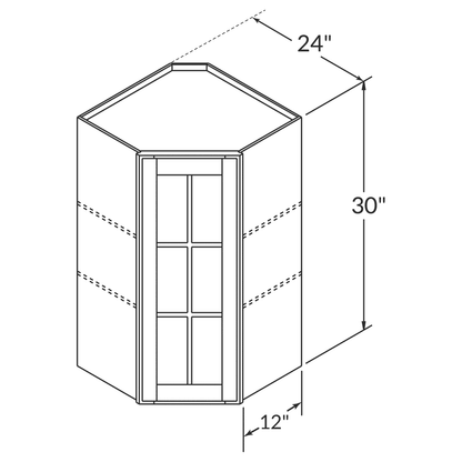 Mullion Diagonal Corner Wall Kitchen Cabinet DCMD2430 Newport LessCare 24 in. width 30 in. height 12 in. depth
