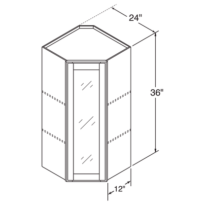 Mullion Diagonal Corner Wall Kitchen Cabinet DCMD2436 Shaker Toffee LessCare 24 in. width 36 in. height 12 in. depth