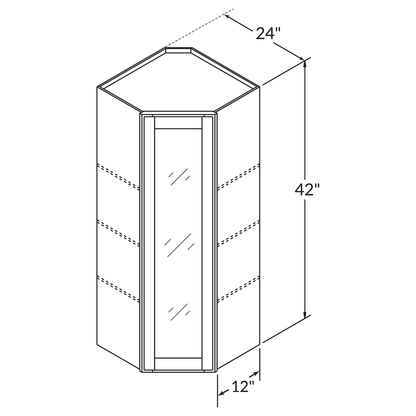 Mullion Diagonal Corner Wall Kitchen Cabinet DCMD2442 Shaker Toffee LessCare 24 in. width 42 in. height 12 in. depth