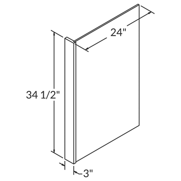 Wolf Dartmouth Brownstone Stain  Dishwasher End Panel 24" with 3" Stile Wireframe