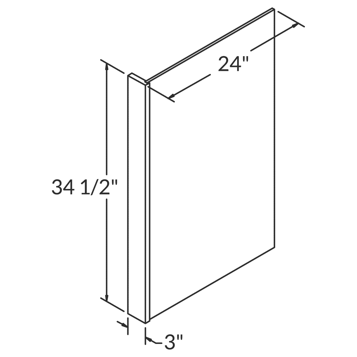 Cubitac Basic Ridgefield Pastel Dishwasher End Panel 24" with 3" Stile Wireframe