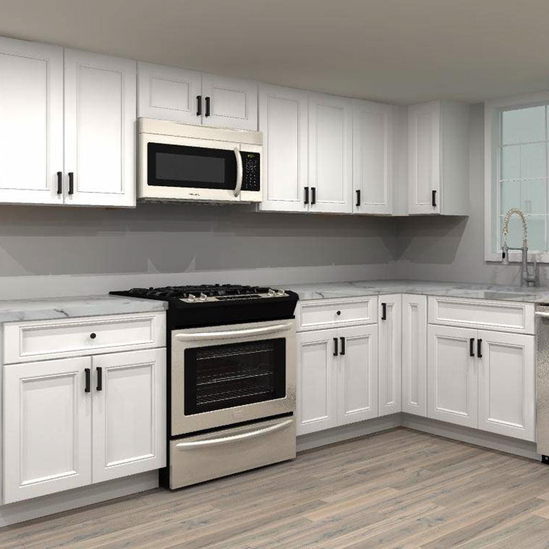 Fabuwood Allure Fusion Blanc 120 by 96 in. L Shaped Kitchen and 30 in. Sink