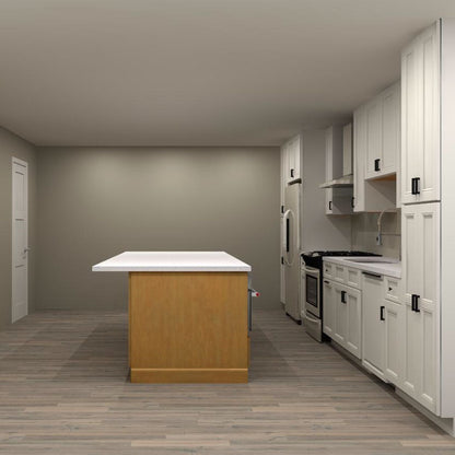 Fabuwood Allure Fusion Dove and Galaxy Timber 228 in. Single Wall Kitchen with Island and 36 in. Double Sink