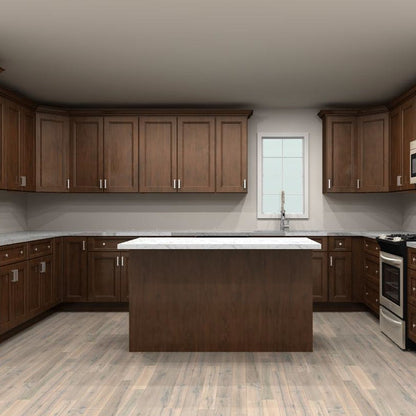 Fabuwood Allure Fusion Kona 130 by 184 by 129 in. U Shaped Kitchen with Island and 36 in. Double Sink