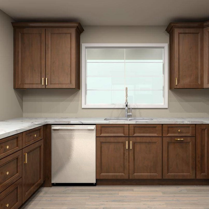 Fabuwood Allure Fusion Kona 76 by 138 by 126 by 93 in. U Shaped Kitchen and 36 in. Double Sink