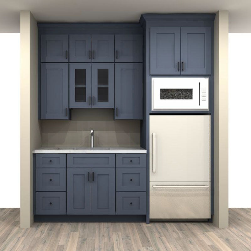 Fabuwood Allure Galaxy Espresso and Indigo 128 by 88 in. Single-Wall Kitchen and 24 in. Sink