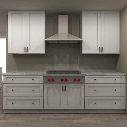 Fabuwood Allure Galaxy Frost 109 by 72 by 73 by 116 in. Galley Kitchen with Island and 36 in. Farmhouse Sink