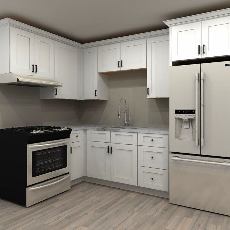 Fabuwood Allure Galaxy Frost 113 by 66 in. L Shaped Kitchen and 36 in. Double Sink