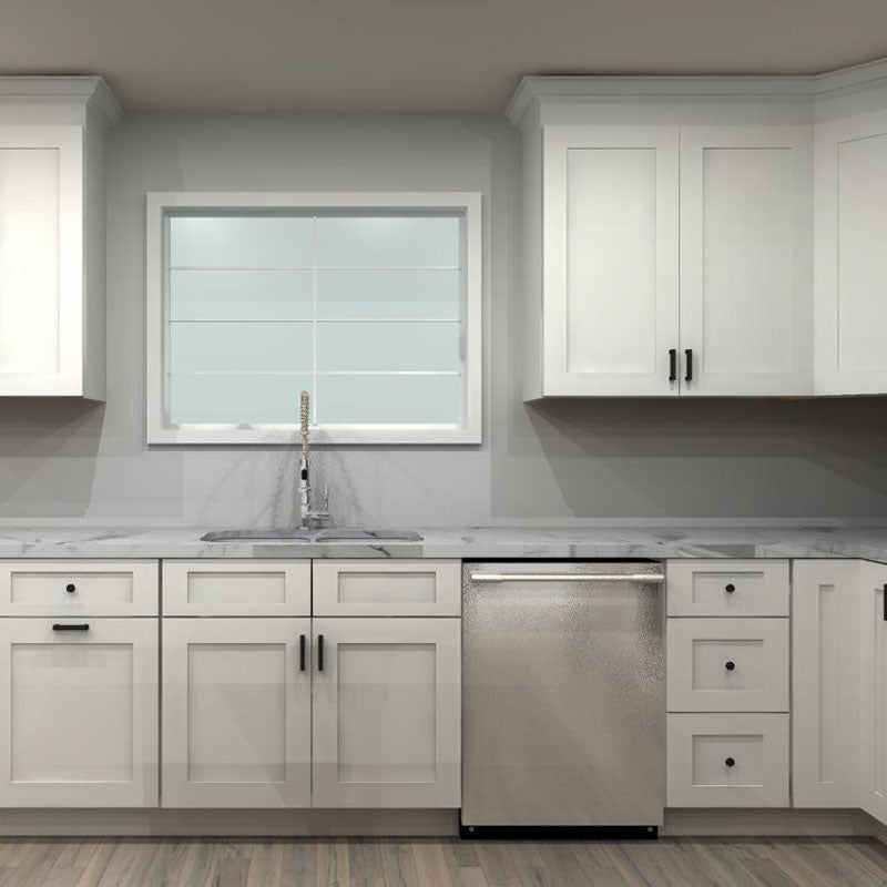 Fabuwood Allure Galaxy Frost 143 by 150 in. L Shaped Kitchen with Isla