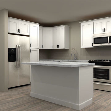 Fabuwood Allure Galaxy Frost 150 by 99 in. L Shaped Kitchen with Island and 30 in. Sink