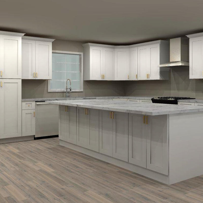 Fabuwood Allure Galaxy Frost 180 by 168 in. L Shaped Kitchen and 36 in. Double Sink
