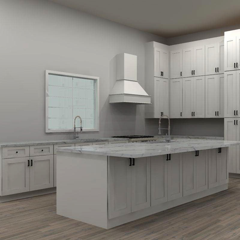 Fabuwood Allure Galaxy Frost 198 by 168 in. L Shaped Kitchen with Island and 33 in. Double Sink