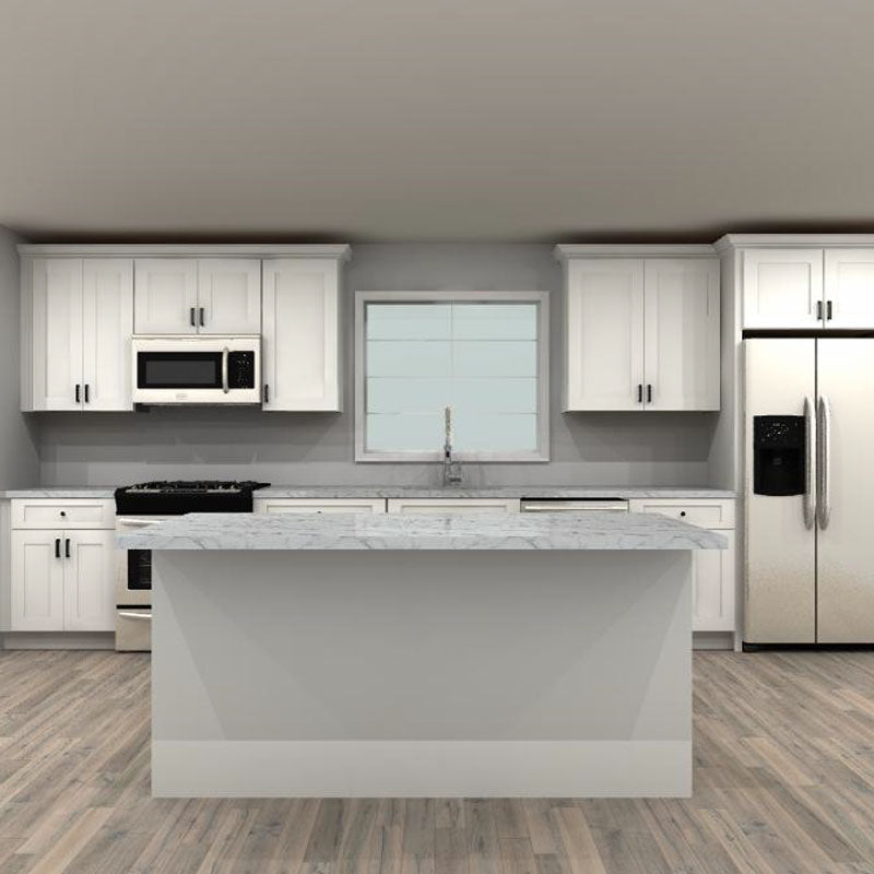 Fabuwood Allure Galaxy Frost 204 in. Single-Wall Kitchen with Island and 30 in. Sink