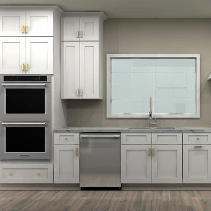 Fabuwood Allure Galaxy Frost and Galaxy Indigo 198 by 96 by 97 in. Galley Kitchen with Island and 36 in. Double Sink