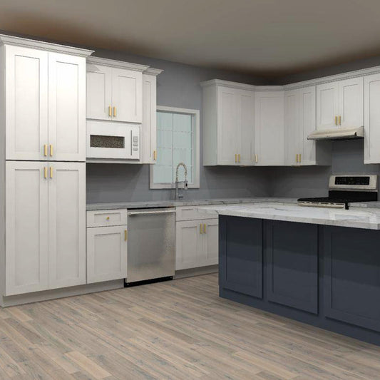 Fabuwood Allure Galaxy Frost and Indigo 156 by 144 in. L Shaped Kitchen and 30 in. Sink