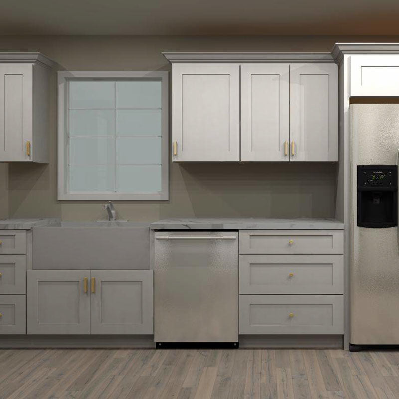 Fabuwood Allure Galaxy Horizon 166 by 75 by 81 by 69 in. Galley Kitchen with Island and 36 in. Farmhouse Sink