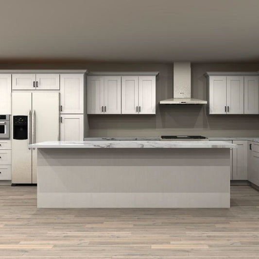 Fabuwood Allure Galaxy Horizon 237 by 102 by 74 in. L Shaped Kitchen with Island and 42 in. Double Sink