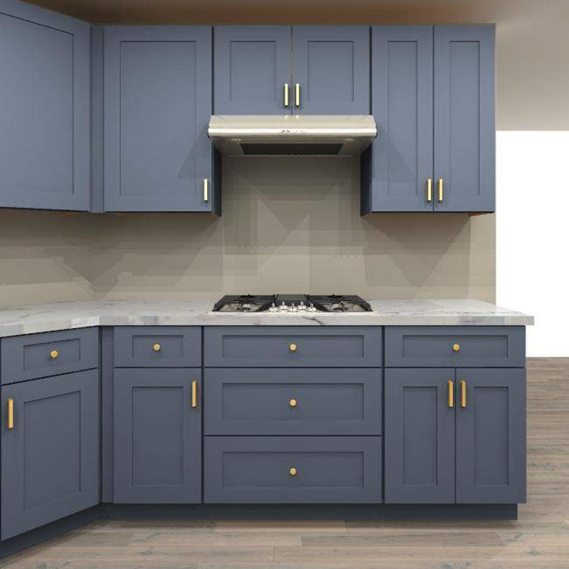 Fabuwood Allure Galaxy Indigo 132 by 54 by 74 in. Galley Kitchen with Island and 36 in. Double Sink