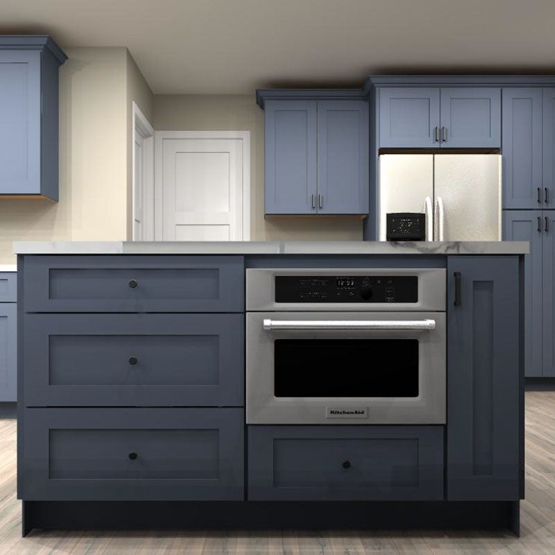 Fabuwood Allure Galaxy Indigo 96 by 108 by 156 by 90 in. Galley Kitchen with Island and 30 in. Farmhouse Sink