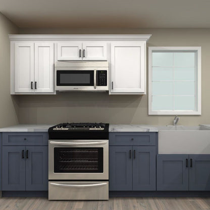 Fabuwood Allure Galaxy Indigo and Quest Discovery Frost 139 by 63 by 84 by 61 in. L Shaped Kitchen and 33 in. Farmhouse Sink