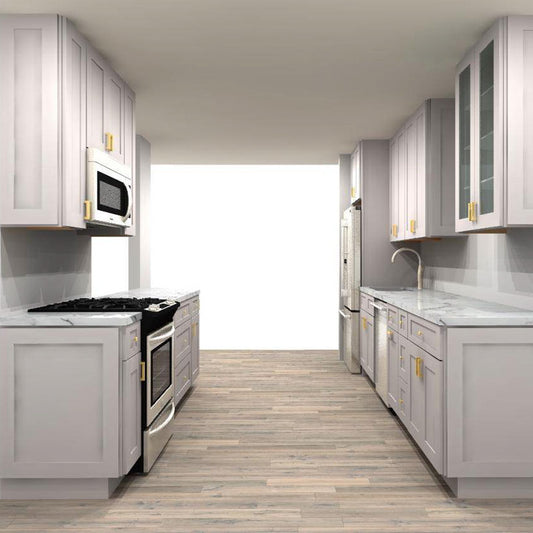 Fabuwood Allure Galaxy Nickel 111 by 153 in. Galley Kitchen and 36 in. Double Sink