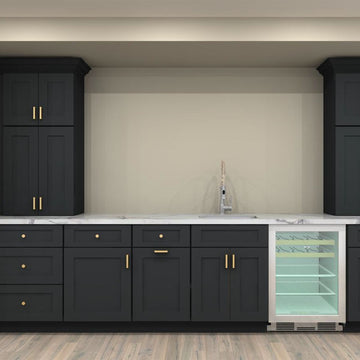 Fabuwood Allure Galaxy Pitch Black 136 in. Single Wall Kitchen and 24 in. Sink