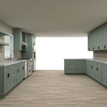 Fabuwood Allure Galaxy Sage Green 248 by 45 by 161 by 69 in. Galley Kitchen and 36 in. Double Sink