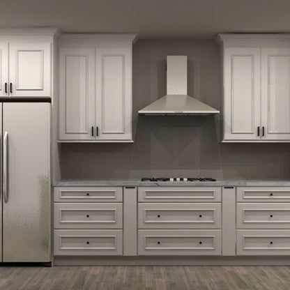Fabuwood Allure Imperio Dove 218 in. Single Wall Kitchen with Island and 36 in. Double Sink
