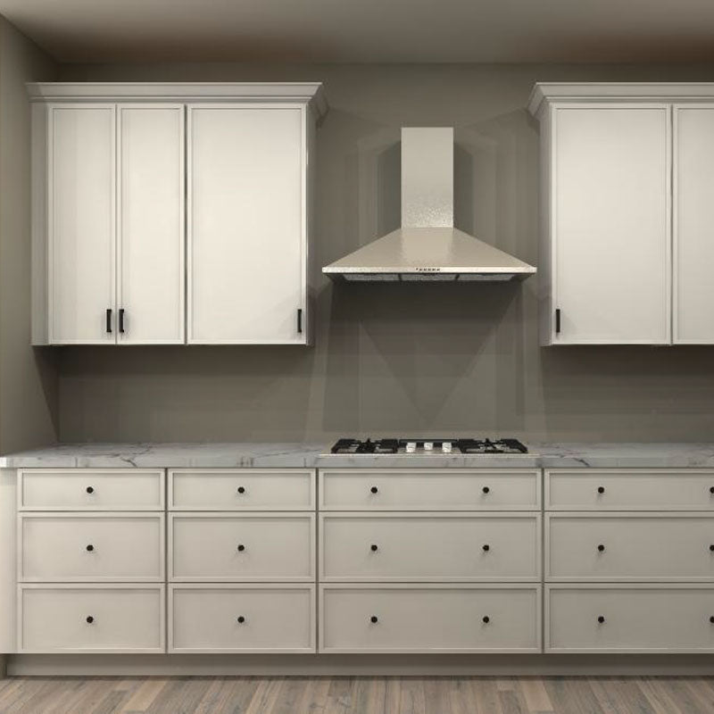 Fabuwood Allure Luna Dove 159 by 100 by 123 in. Galley Kitchen with Island and 36 in. Double Sink