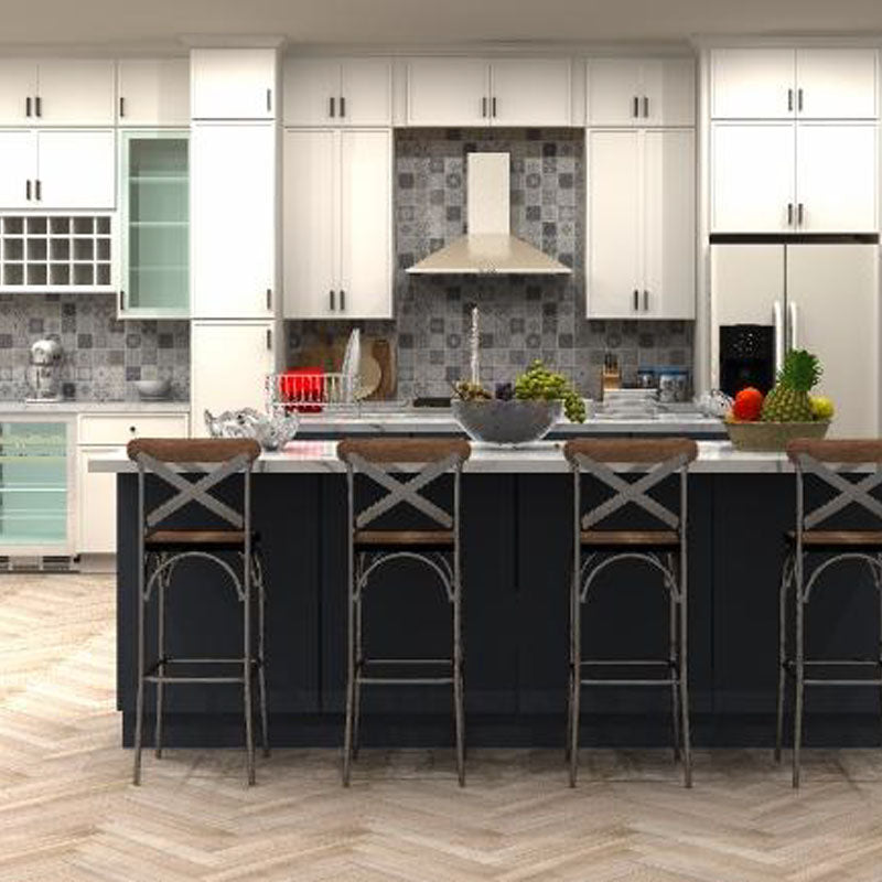 Fabuwood Allure Luna Dove and Indigo 219 in. Single-Wall Kitchen with 2 x Islands and 30 in. Sink